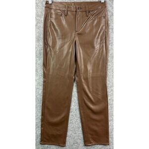 Chicos Brown 5 Pocket High Rise Vegan Leather Ankle Pant sz 00R or 2R (15739)NEW